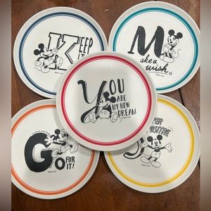 Disney Daiso Bamboo Fiber Salad/Snack Plates- Set of 5. Never used